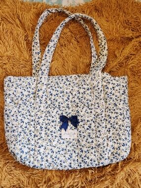Moon Nude Floral Quilted Tote Bag